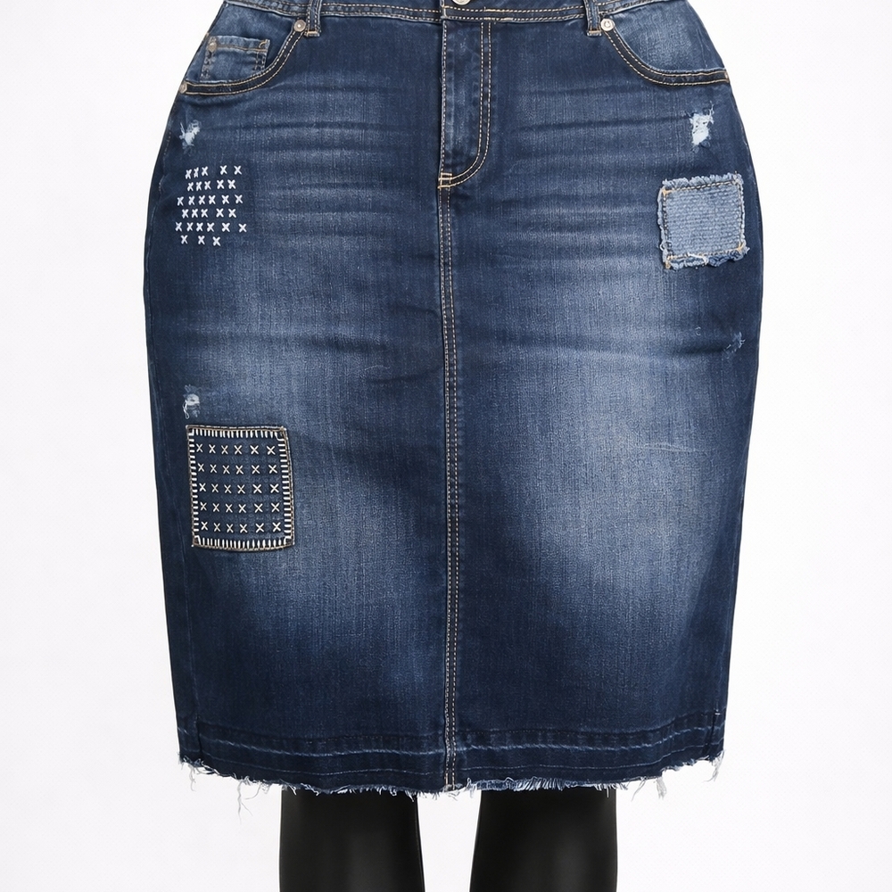 Denim Patchwork Skirt